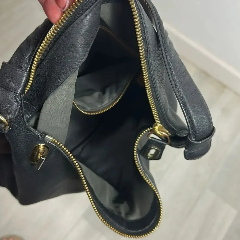 Reed Krakoff Black Leather Gold Tone Hardware Hobo Bag